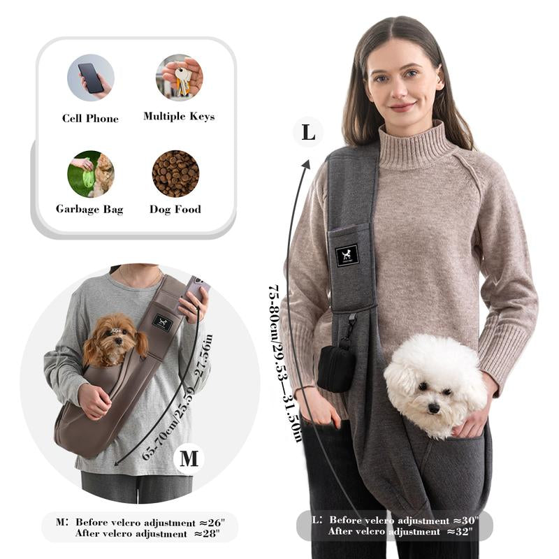 Upgraded Dog & Cat Sling for Small and Medium Pets up to 15 Lbs with Comfortable Adjustable Padded Shoulder Breathable Portable Pet Carrier Travel Bag Pet Gift