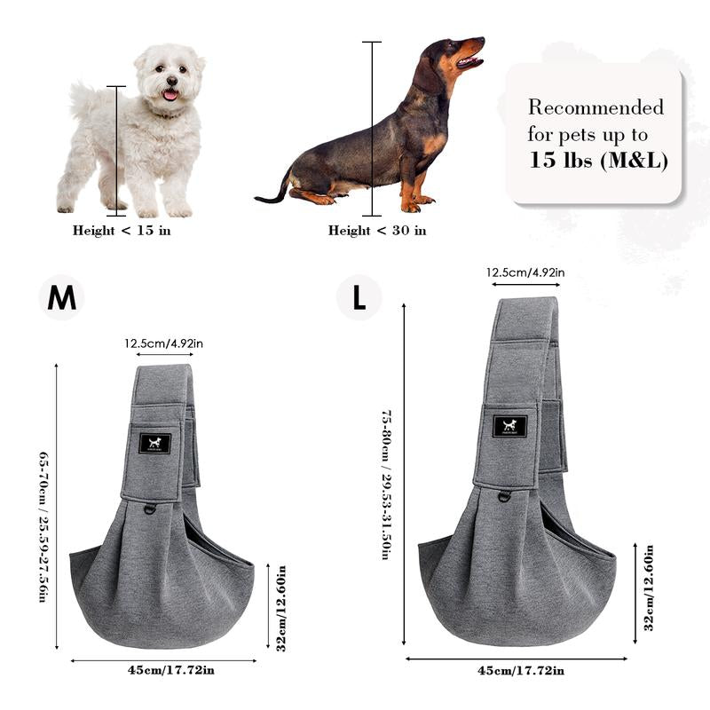 Upgraded Dog & Cat Sling for Small and Medium Pets up to 15 Lbs with Comfortable Adjustable Padded Shoulder Breathable Portable Pet Carrier Travel Bag Pet Gift