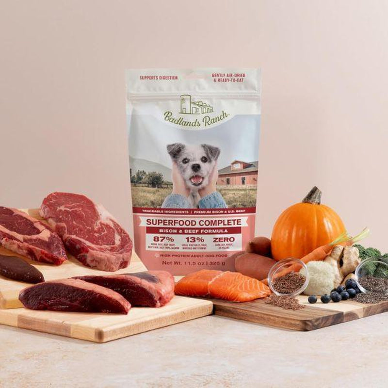 Beef & Bison Superfood Complete, Air-Dried Adult Dog Food - High Protein, Zero Fillers, Superfood Nutrition by Katherine Heigl (24 Oz)