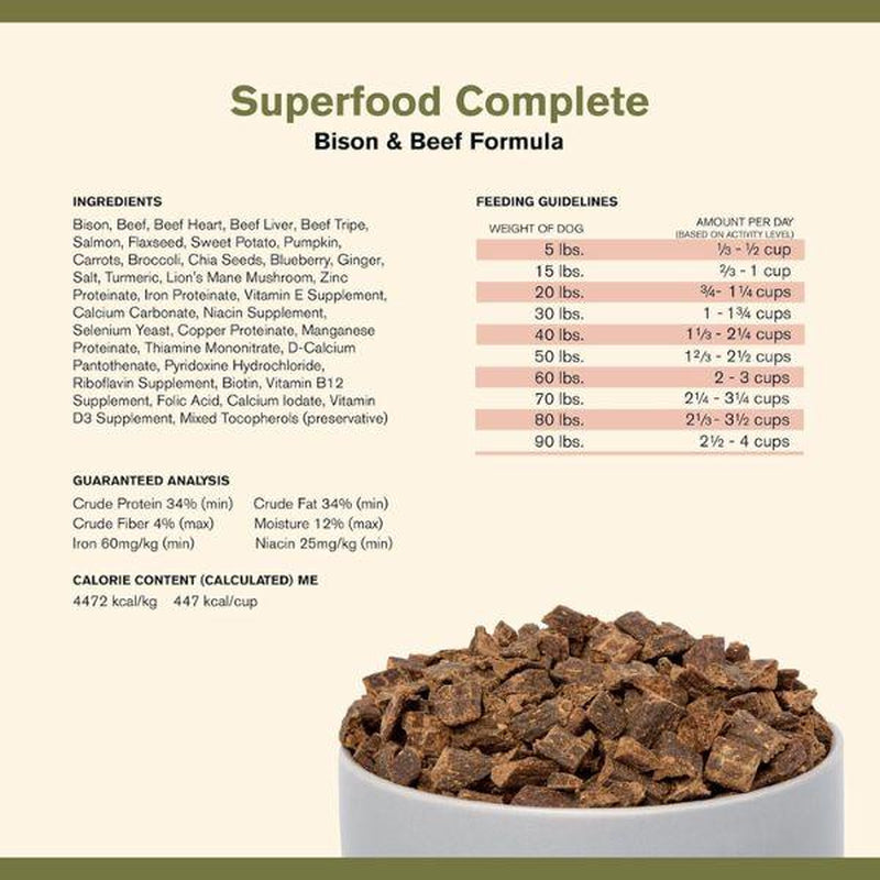 Beef & Bison Superfood Complete, Air-Dried Adult Dog Food - High Protein, Zero Fillers, Superfood Nutrition by Katherine Heigl (24 Oz)